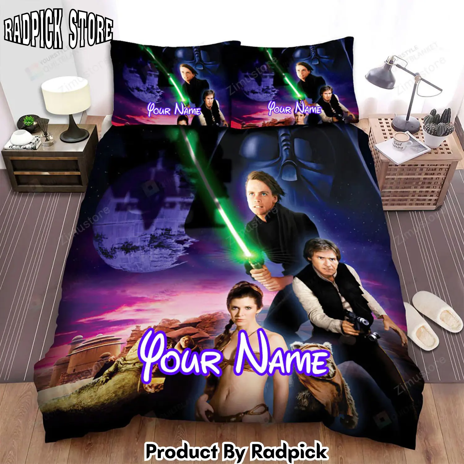 Radpick star wars episode vi return of the jedi beautiful gril with the man has the gun and sword movie scene poster bed sheets duvet cover personalized name bedding sets rp3271910